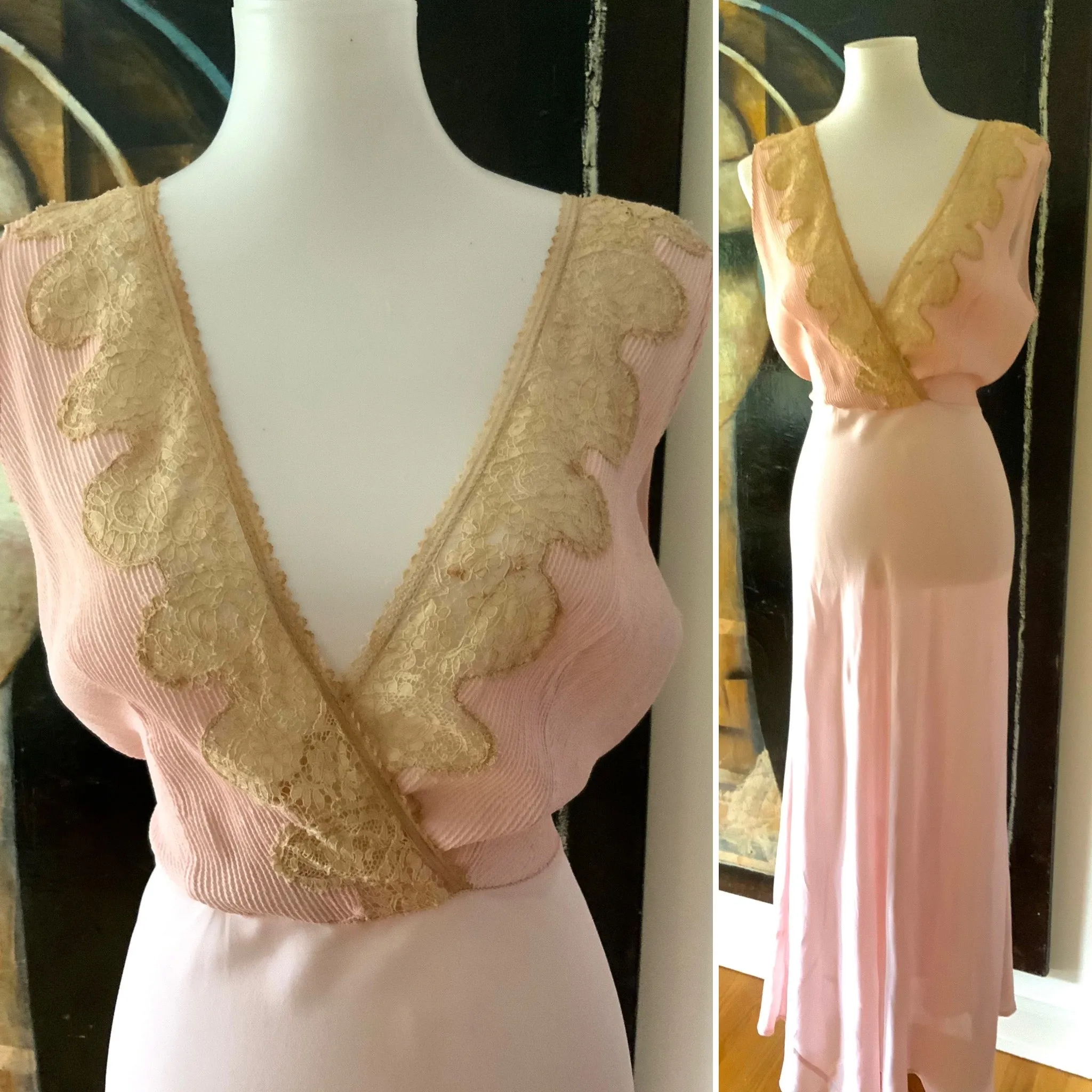 Deep V Neck Chiffon Dress - 50s