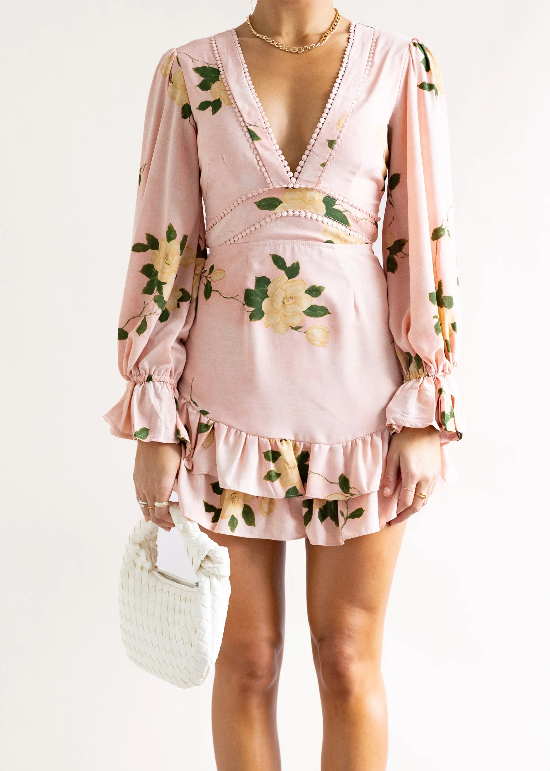 Denerio Mini Dress - Blush Flowers