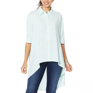 DG2 by Diane Gilman Women's Drama Button Front Hi Low Blouse