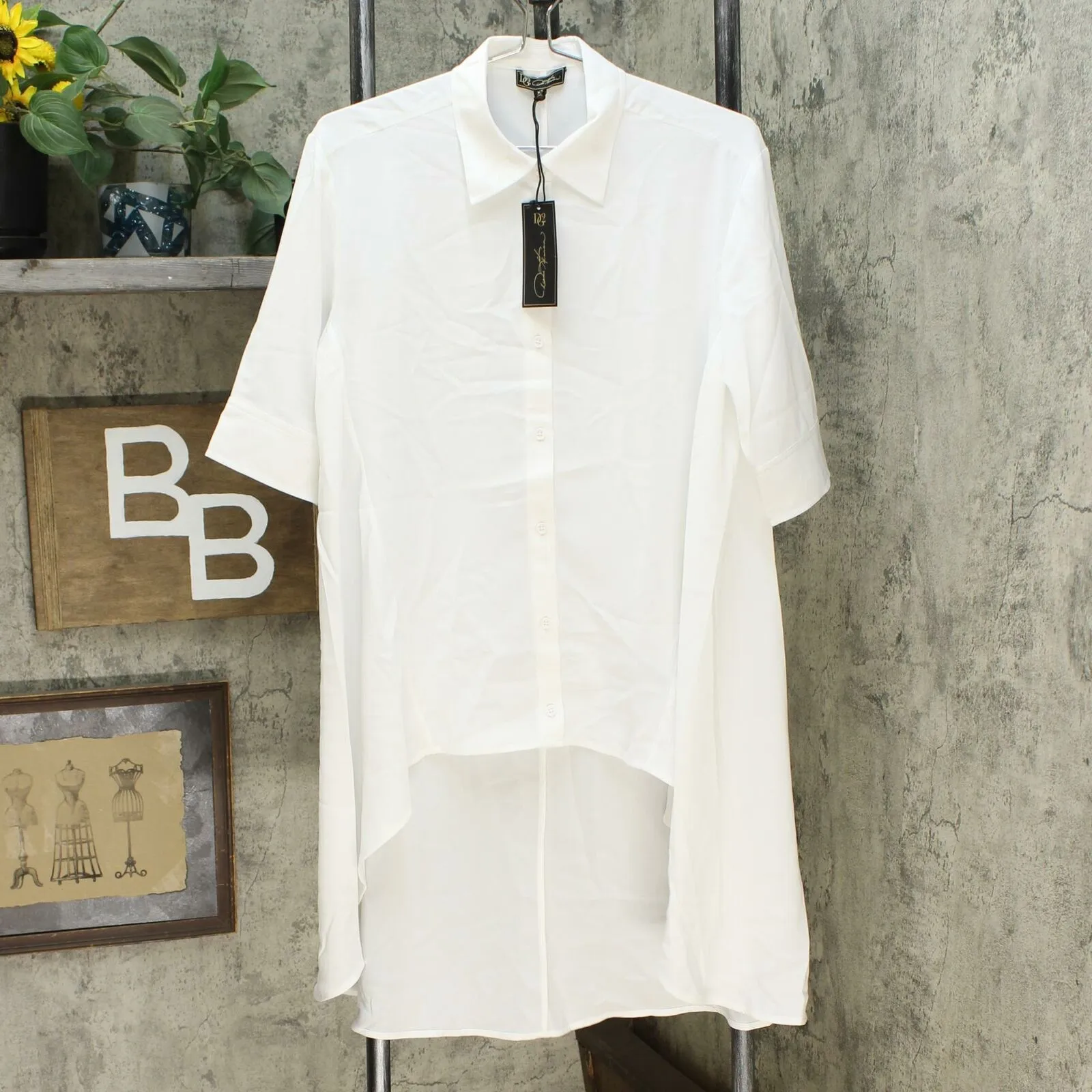 DG2 by Diane Gilman Women's Drama Button Front Hi Low Blouse