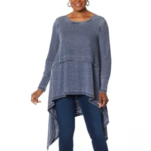 DG2 by Diane Gilman Women's Drama Waffle Knit Double Layer Top