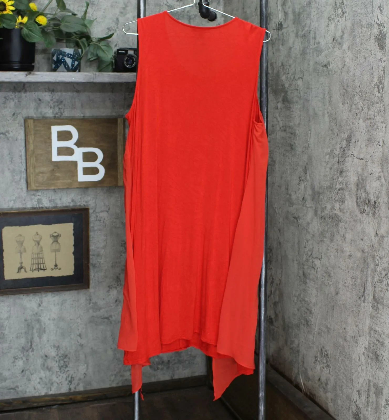 DG2 by Diane Gilman Women's Knit Layered Drama Dress Red XL