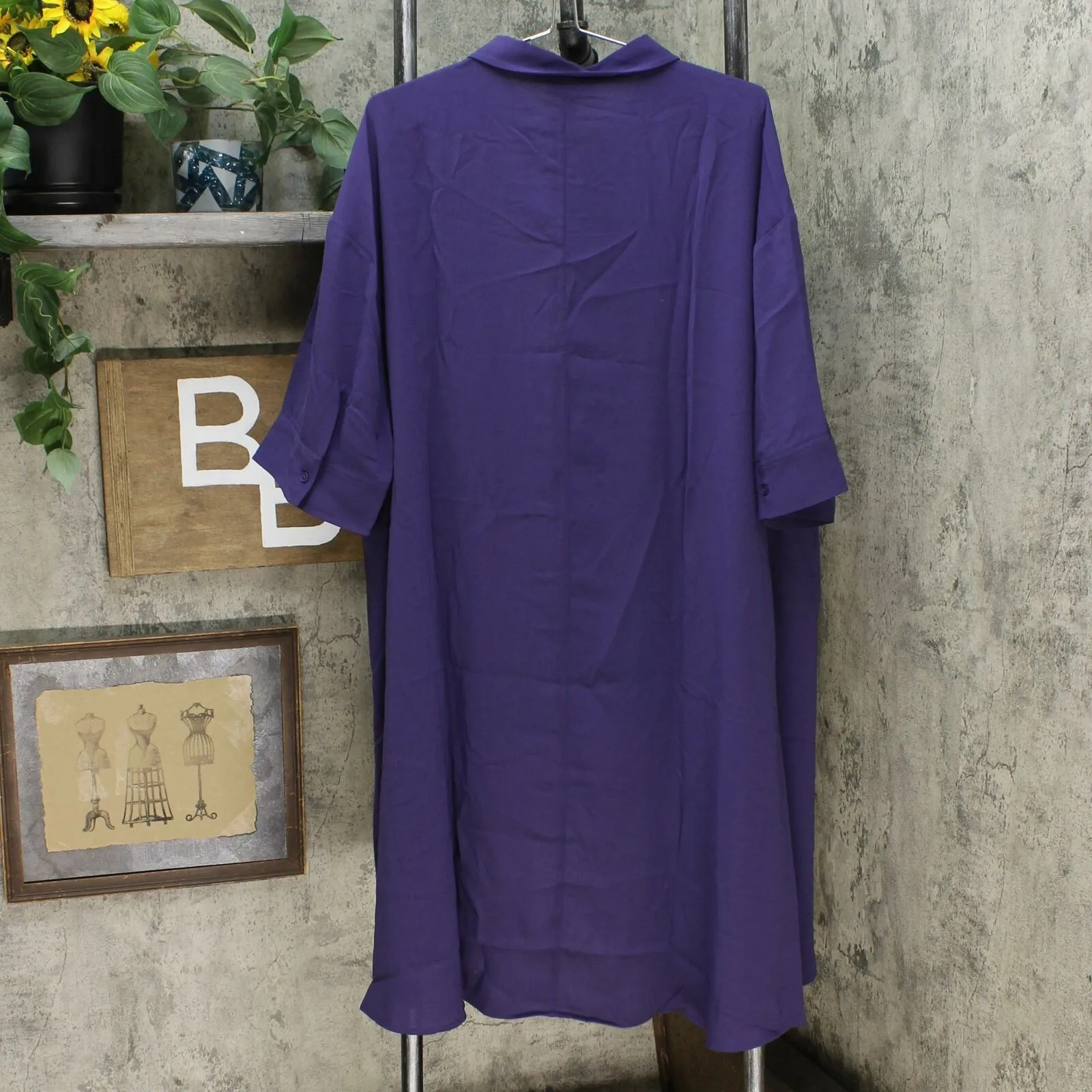 DG2 by Diane Gilman Women's Plus Size Drama Button Front Hi-Low Blouse