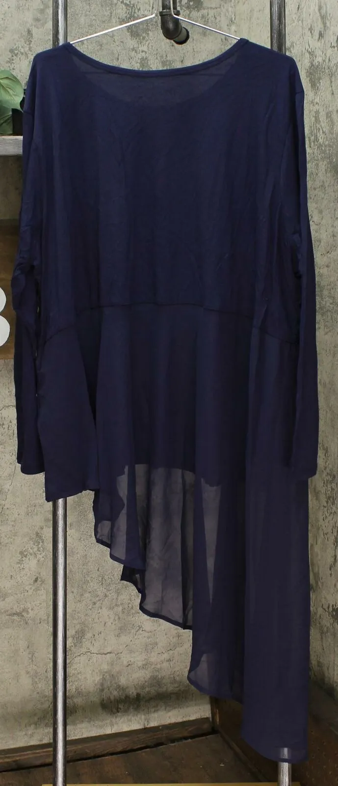 DG2 by Diane Gilman Women's Plus Size Dramatic Mixed Media Asymmetric Top