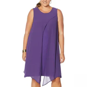 DG2 by Diane Gilman Women's Plus Size Layered Drama Dress