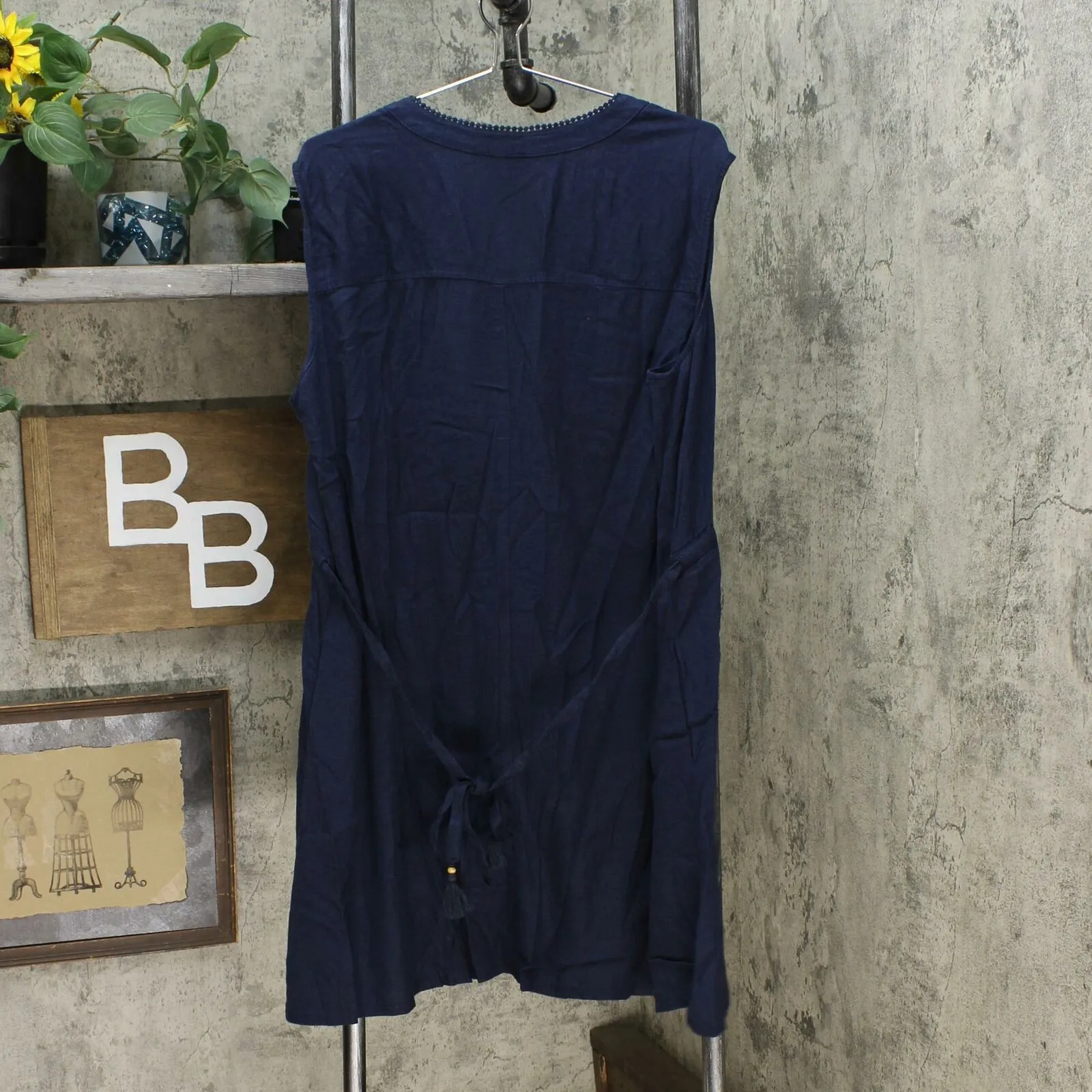 DG2 by Diane Gilman Women's Plus Size Linen Blend Sleeveless Hi Low Tunic Top