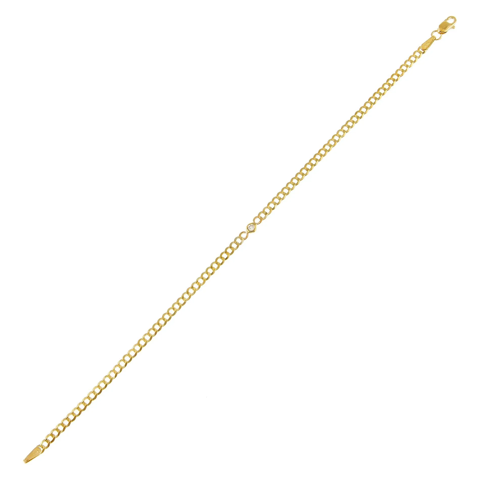 Diamond Bezel Cuban Bracelet 14K