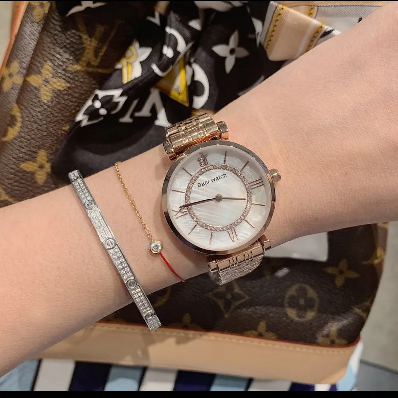 Diamond-inlaid Stainless Steel Women's Watch