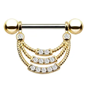 Diamond Pave Rope Pattern Nipple Ring Shield