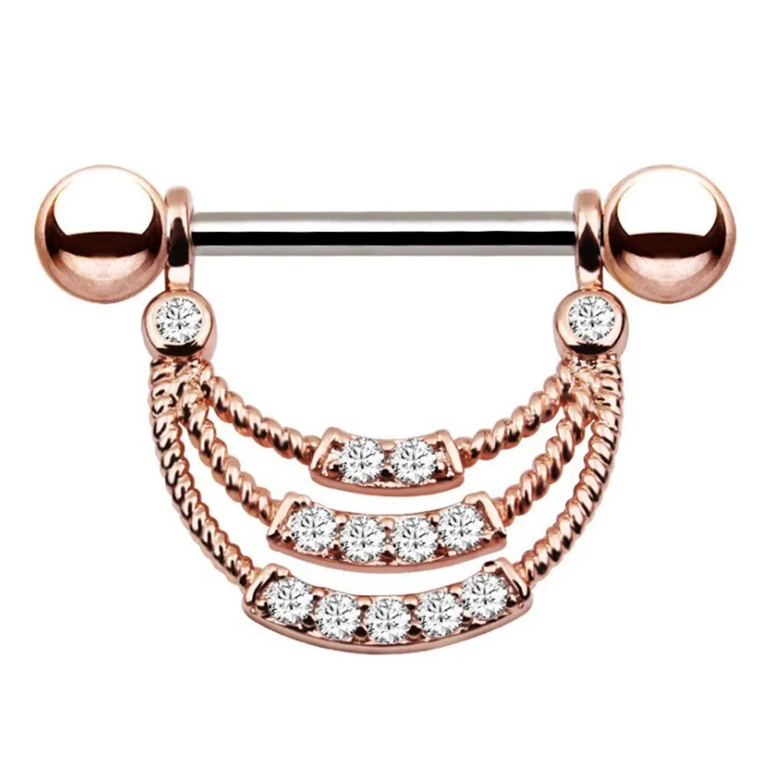 Diamond Pave Rope Pattern Nipple Ring Shield