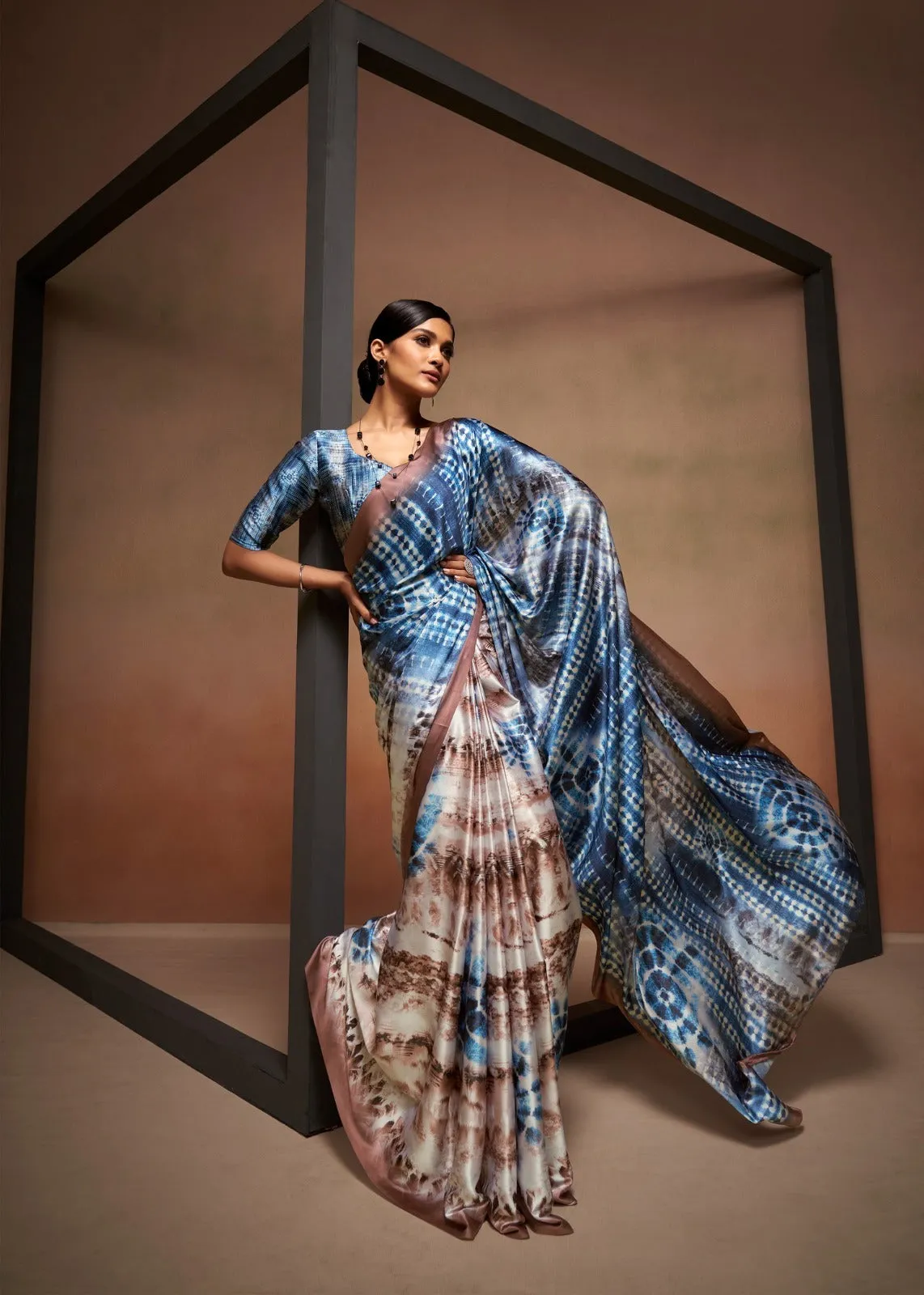 Digital Print Saree In Blue