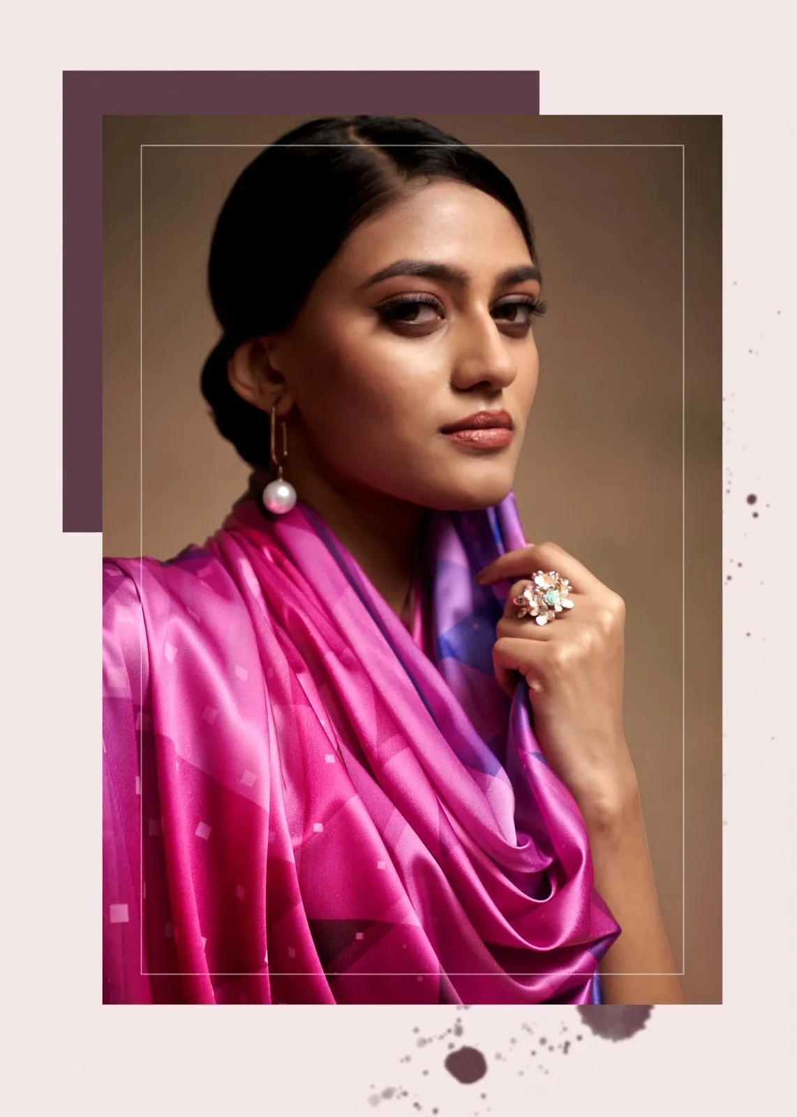 Digital Print Saree In Pink