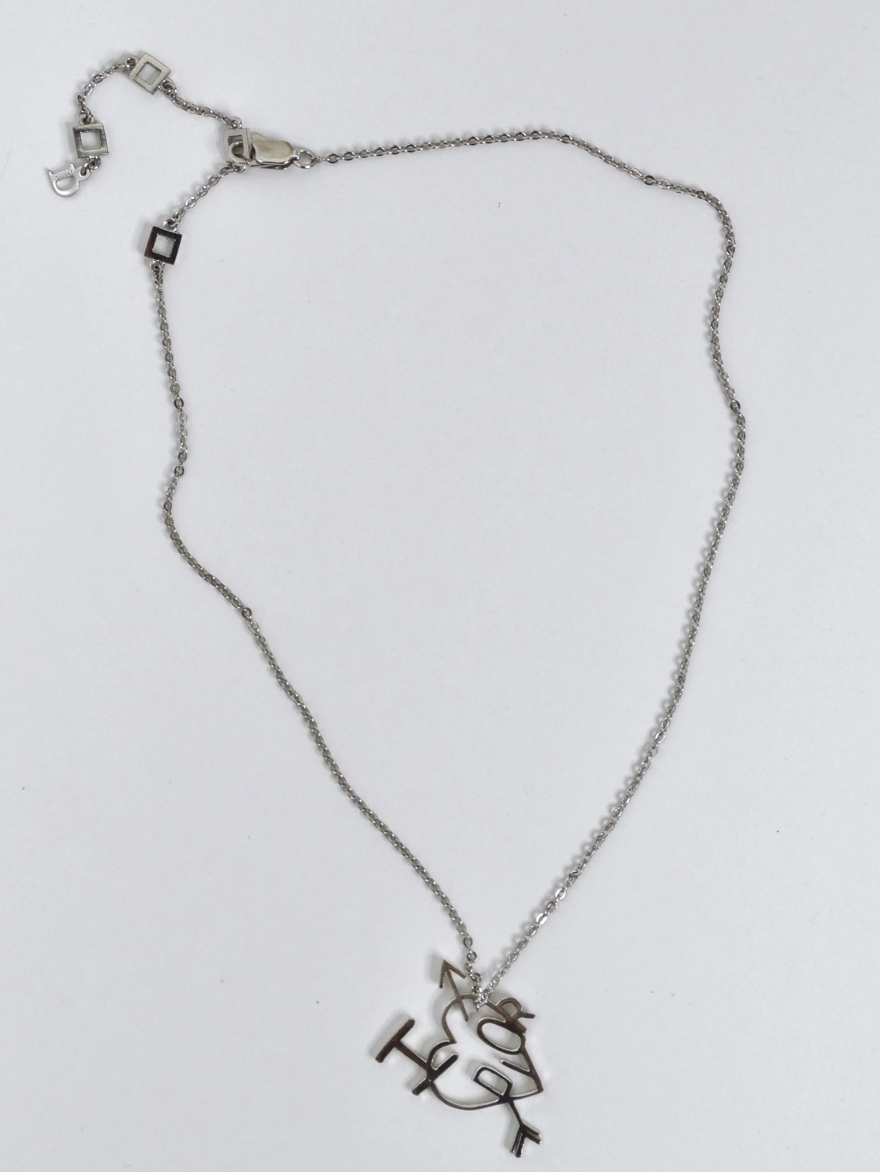 Dior I Heart Dior Pendant Silver Tone Necklace