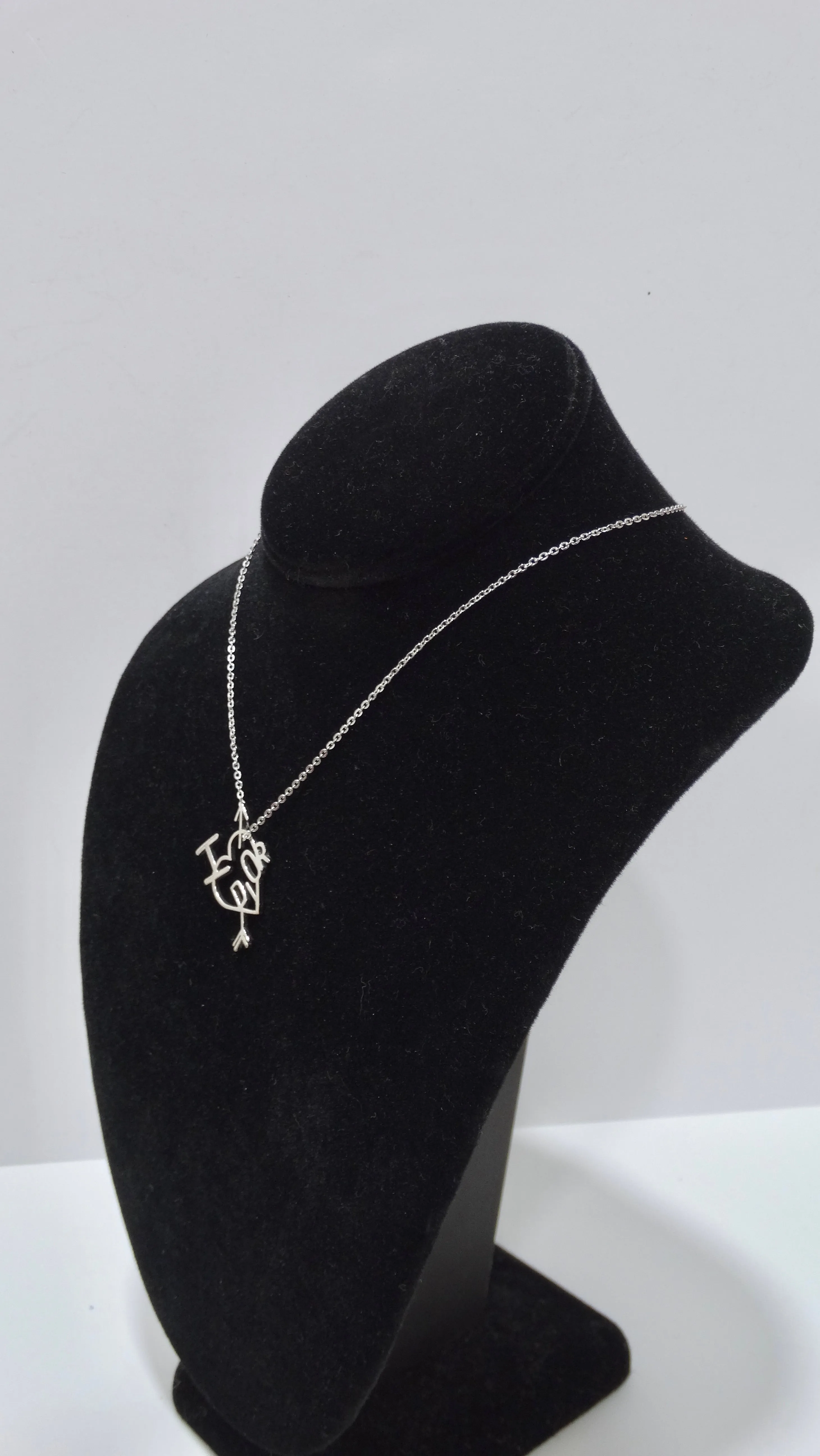 Dior I Heart Dior Pendant Silver Tone Necklace