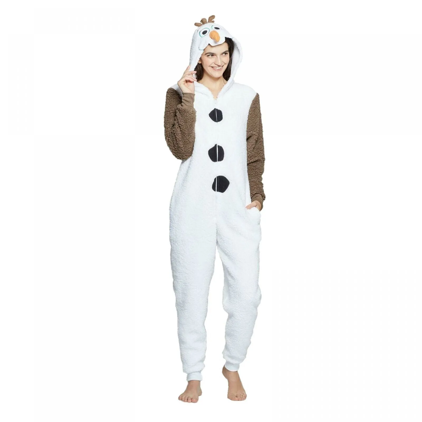 Disney Women's Olaf Pajama Union Suit White XS