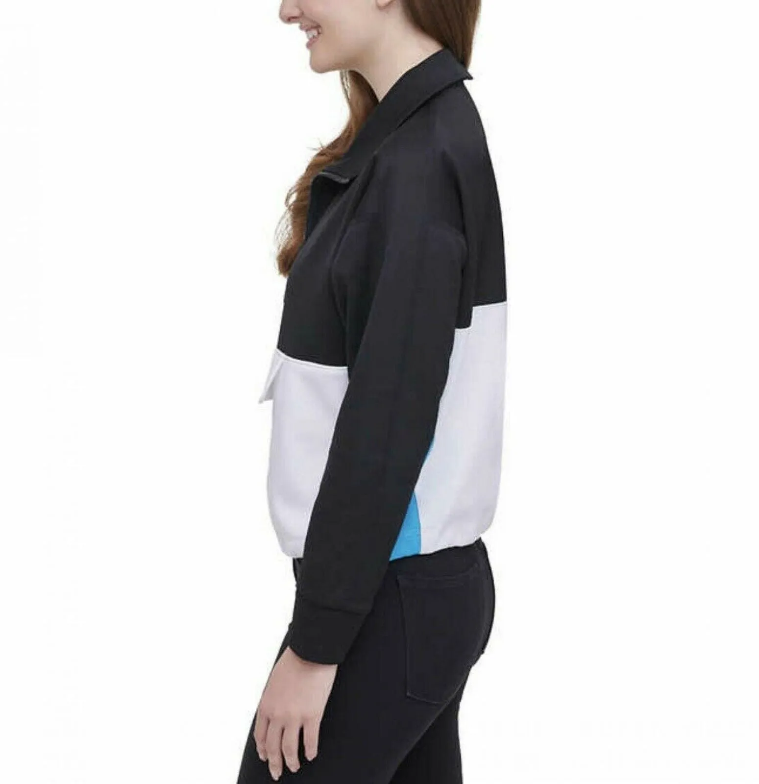 DKNY Sport Women's Colorblock Half Zip Pullover Sweatshirt