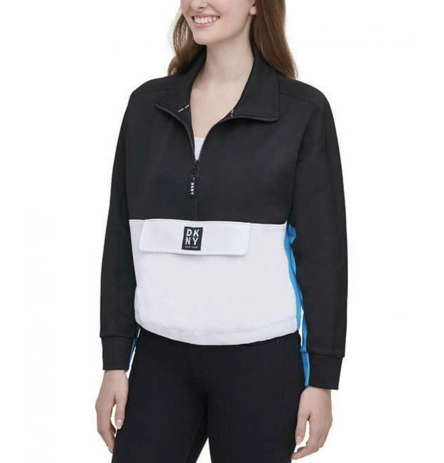 DKNY Sport Women's Colorblock Half Zip Pullover Sweatshirt