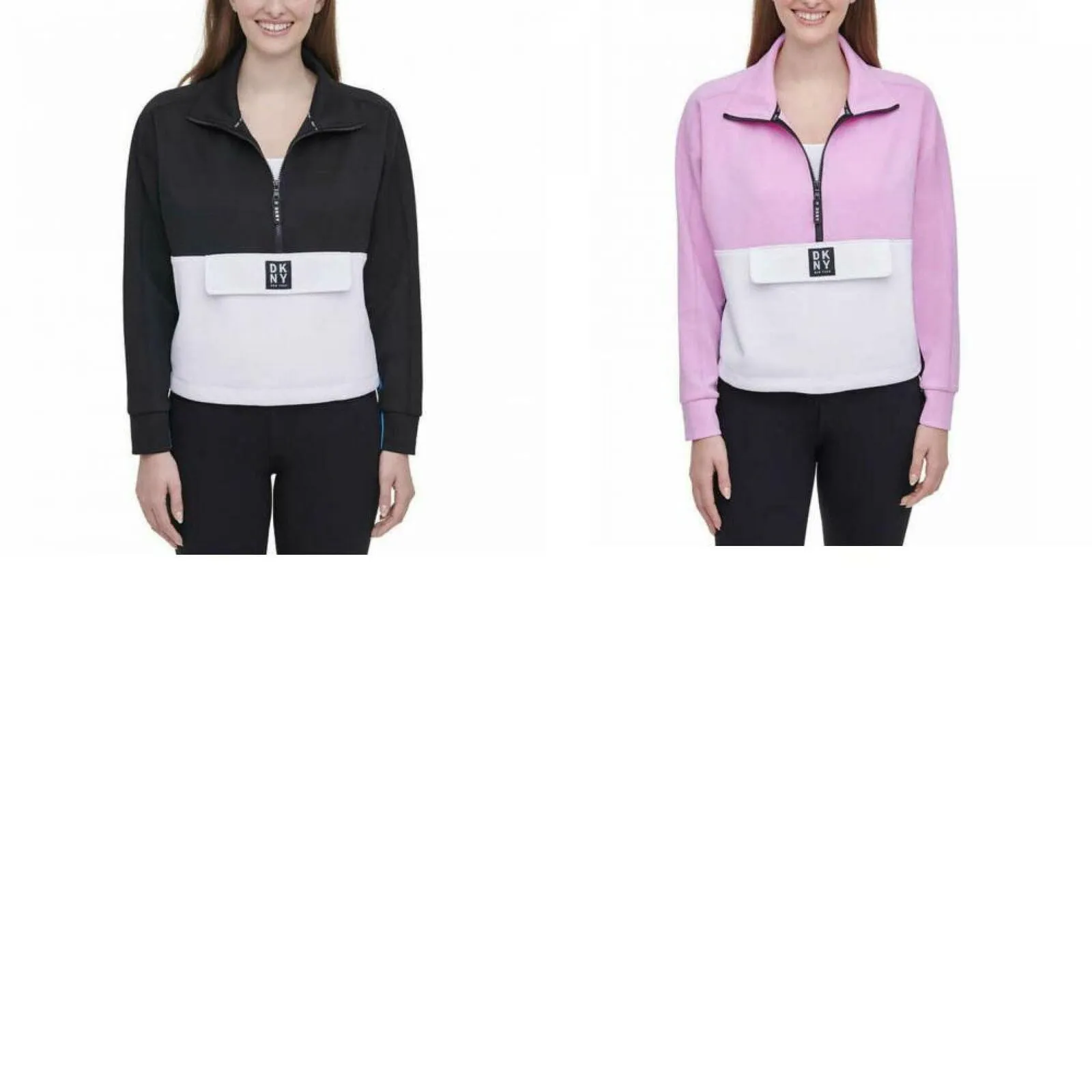 DKNY Sport Women's Colorblock Half Zip Pullover Sweatshirt