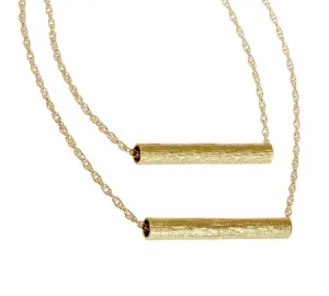 Double Tube - Long Necklace | Gold Plated Brass