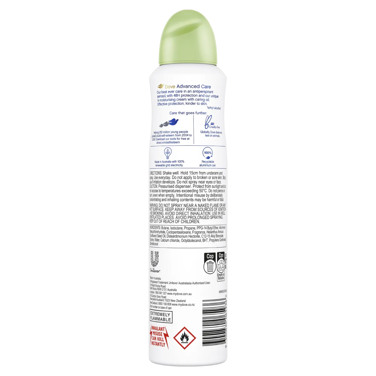 Dove Advanced Care Go Fresh Cucumber & Green Tea Aerosol Deodorant 220mL