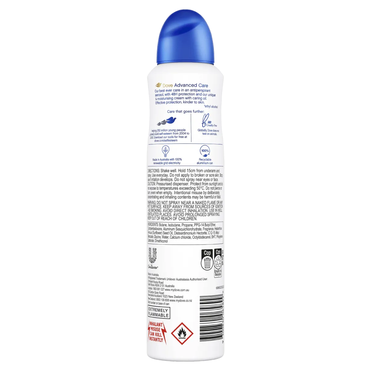 Dove Advanced Care Original Antiperspirant Aerosol Deodorant 220mL