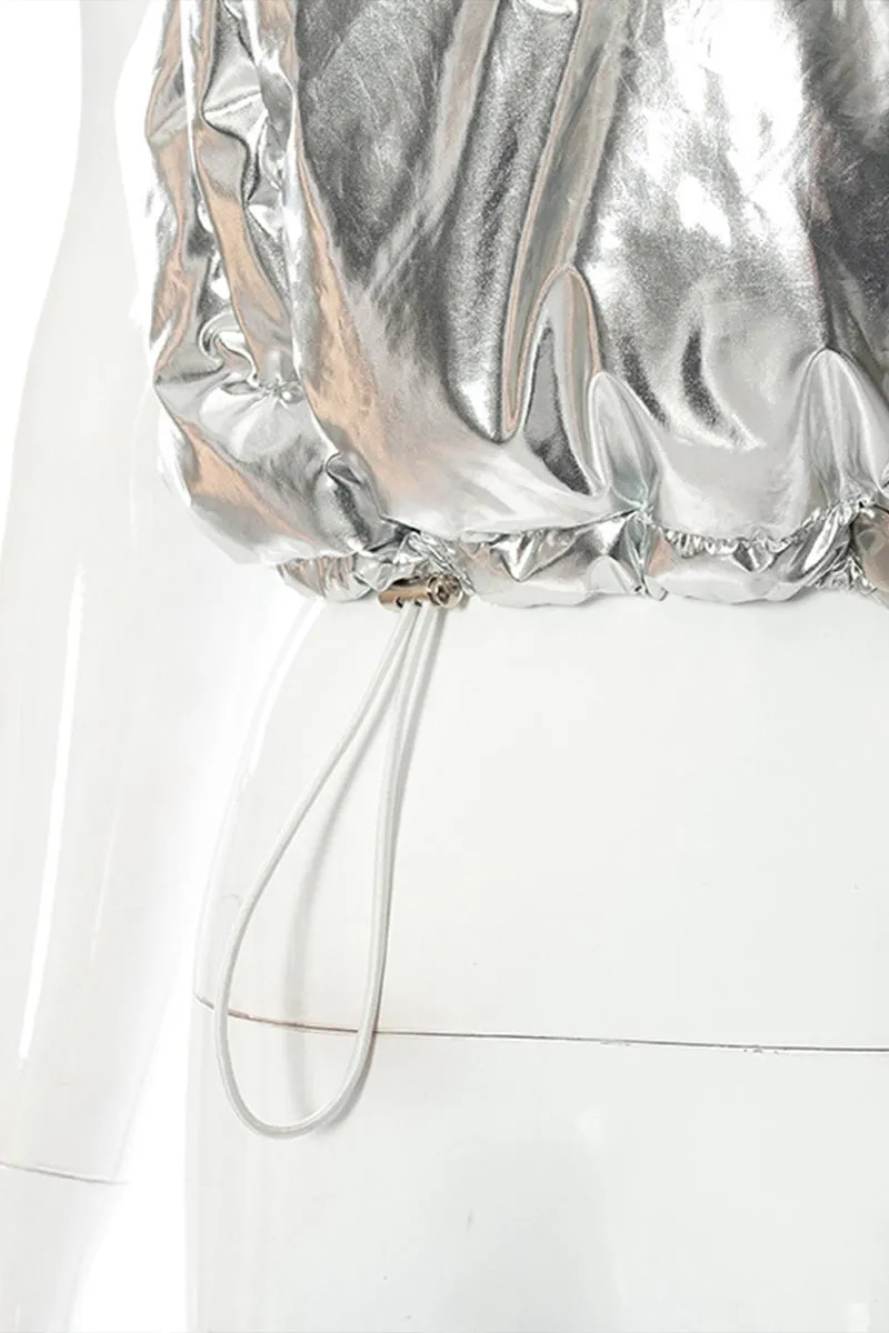 DS3273 Metallic Puffer Vest Outerwear