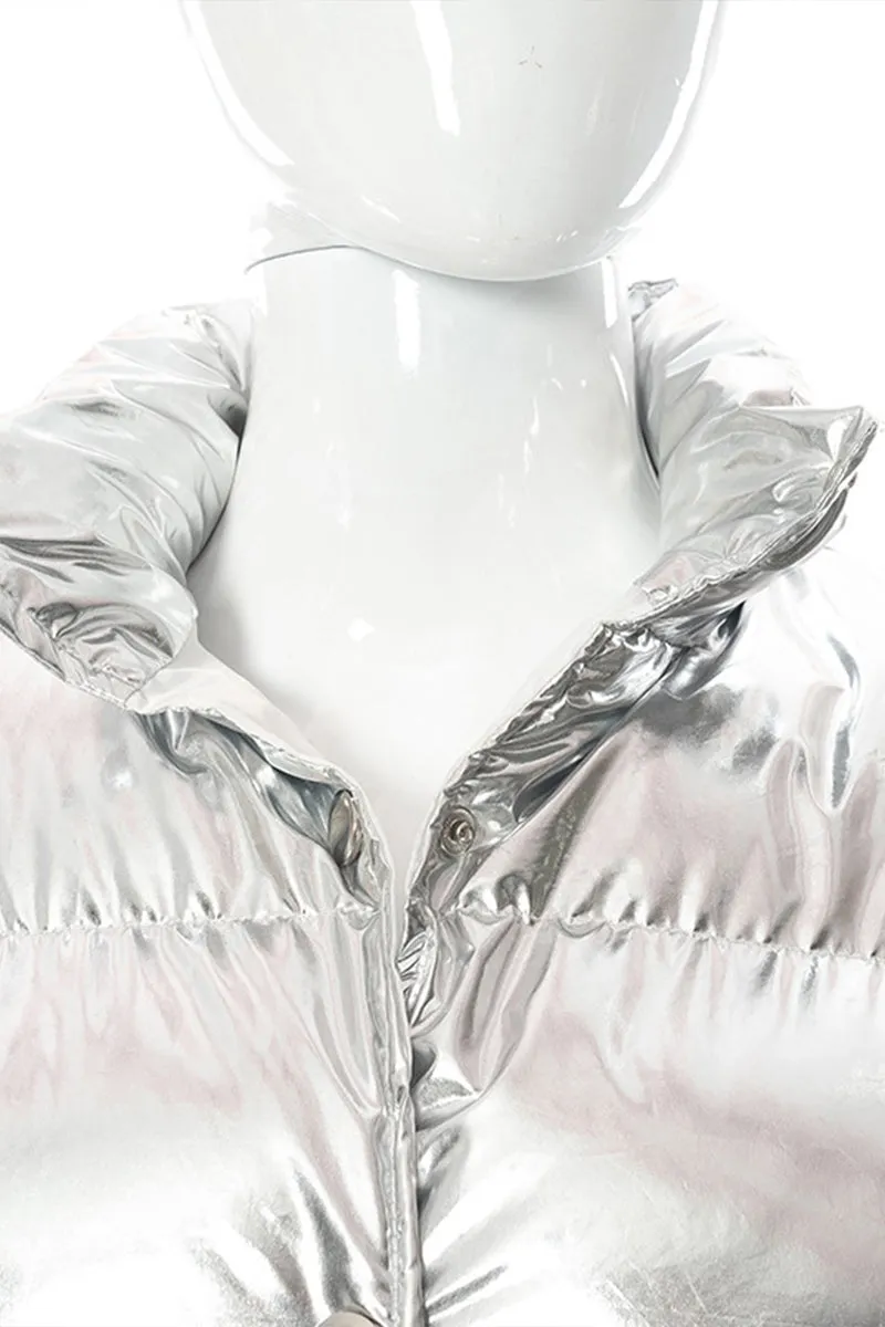 DS3273 Metallic Puffer Vest Outerwear