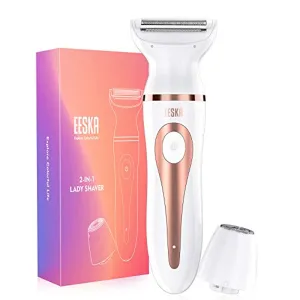 Electric Razor for Women, EESKA Women Razors for Shaving Cordless 2-in-1 Shaver for Women Face, Legs and Underarm, Portable Bikini Trimmer IPX7 Waterproof Wet and Dry Hair Removal, Type-C USB Recharge