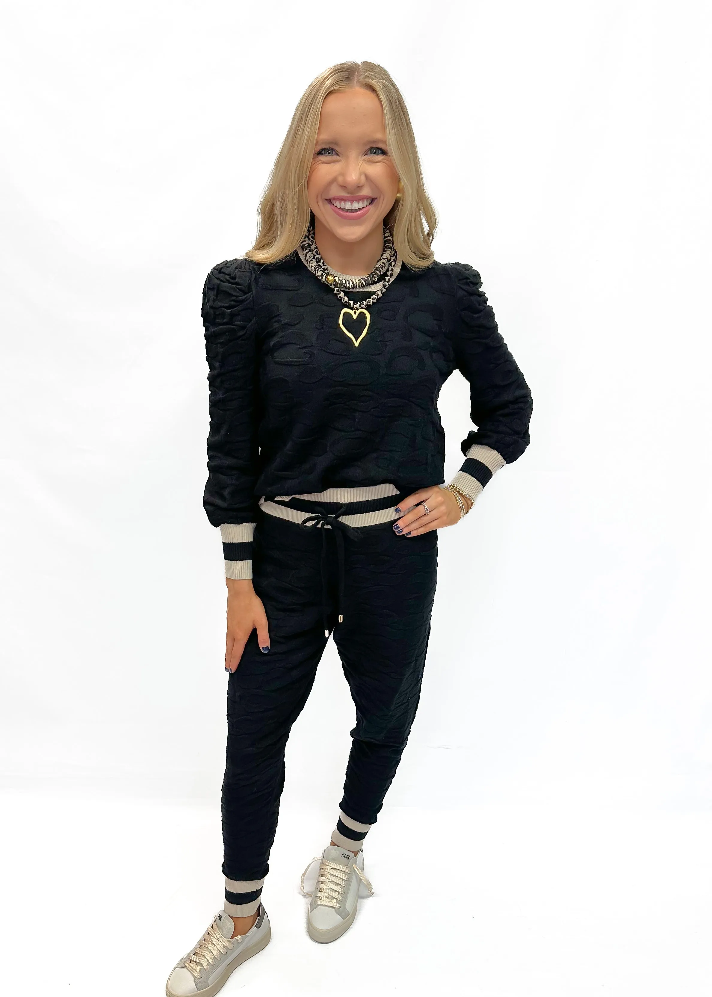 Emily McCarthy Julia Sweater - Black Knit Cheetah