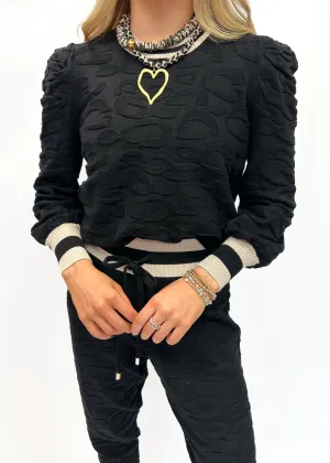 Emily McCarthy Julia Sweater - Black Knit Cheetah