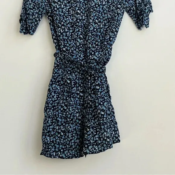 Faithfull the Brand Oslo Ditzy Blossom Village Blue Floral Mini Wrap Dress Us 4