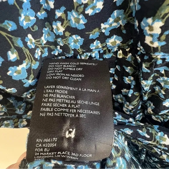 Faithfull the Brand Oslo Ditzy Blossom Village Blue Floral Mini Wrap Dress Us 4
