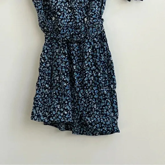 Faithfull the Brand Oslo Ditzy Blossom Village Blue Floral Mini Wrap Dress Us 4