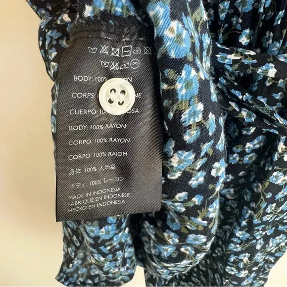 Faithfull the Brand Oslo Ditzy Blossom Village Blue Floral Mini Wrap Dress Us 4