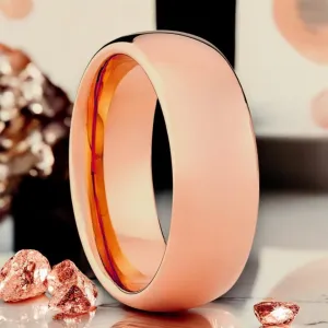 FANATIC | Rose Gold Tungsten Ring, Shiny High Polished, Domed