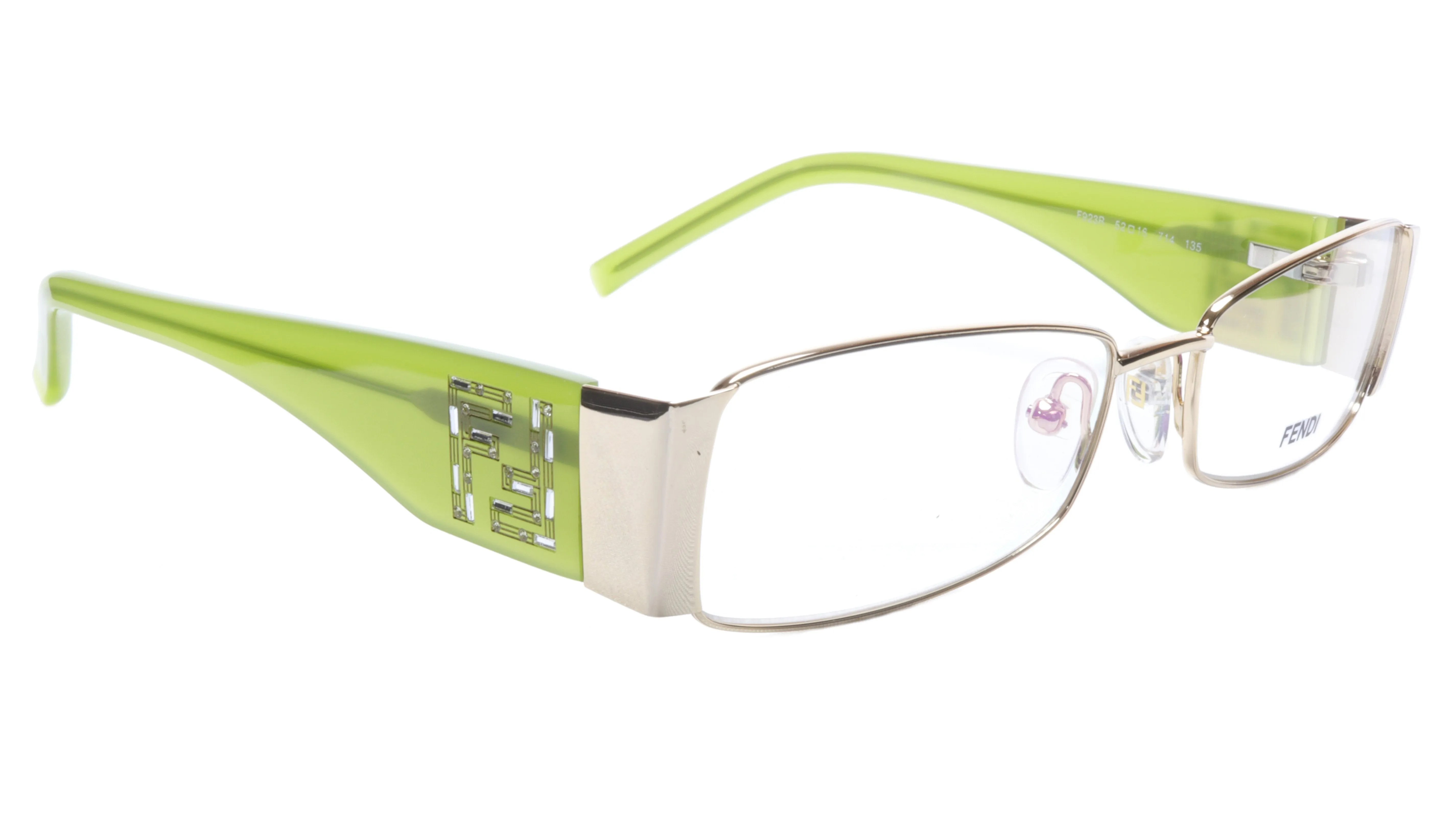 FENDI Eyewear with a Rectangular Shape in Light Green and Silver Beauty