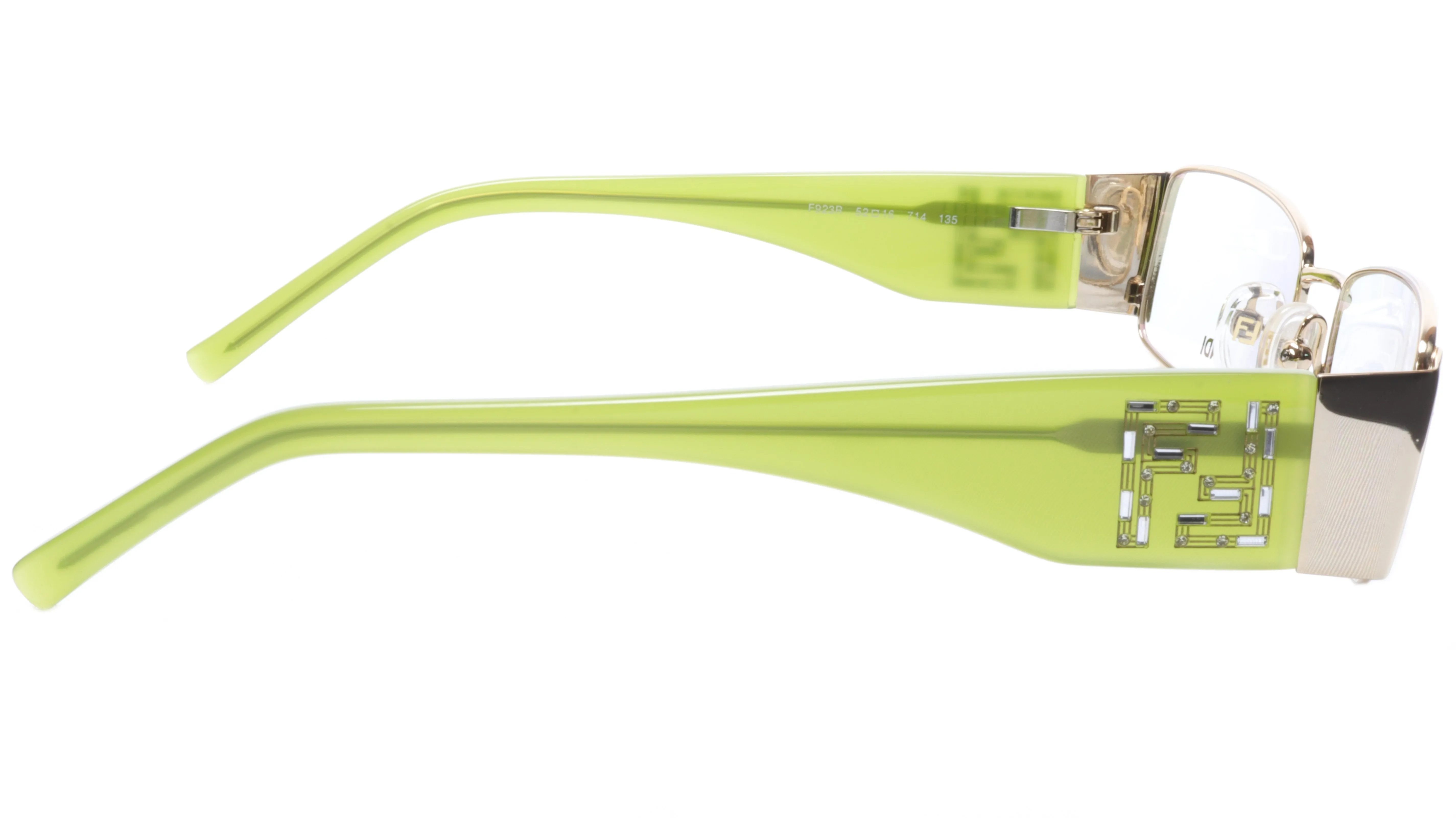 FENDI Eyewear with a Rectangular Shape in Light Green and Silver Beauty