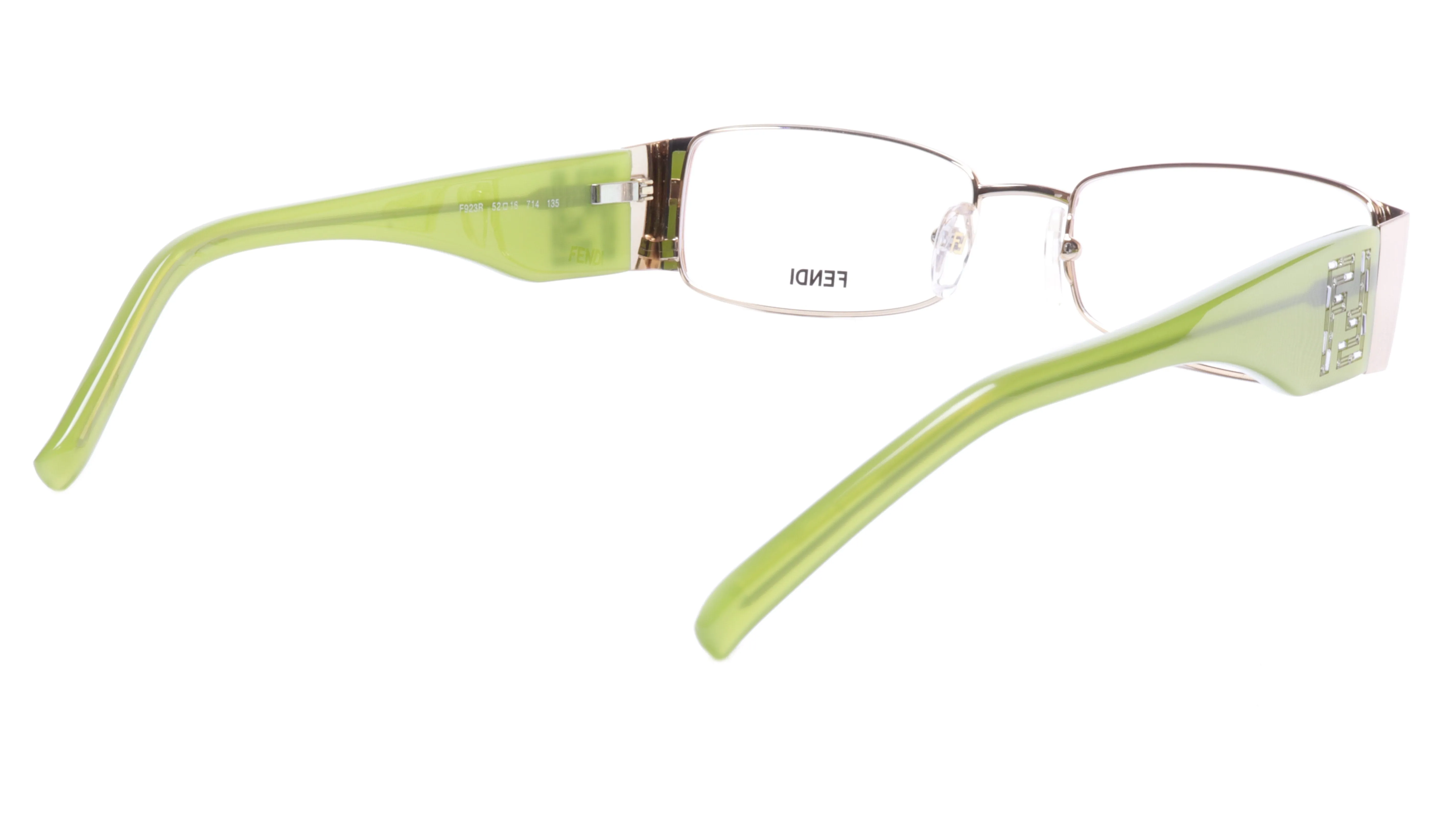 FENDI Eyewear with a Rectangular Shape in Light Green and Silver Beauty