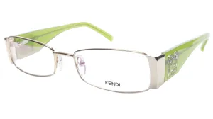FENDI Eyewear with a Rectangular Shape in Light Green and Silver Beauty