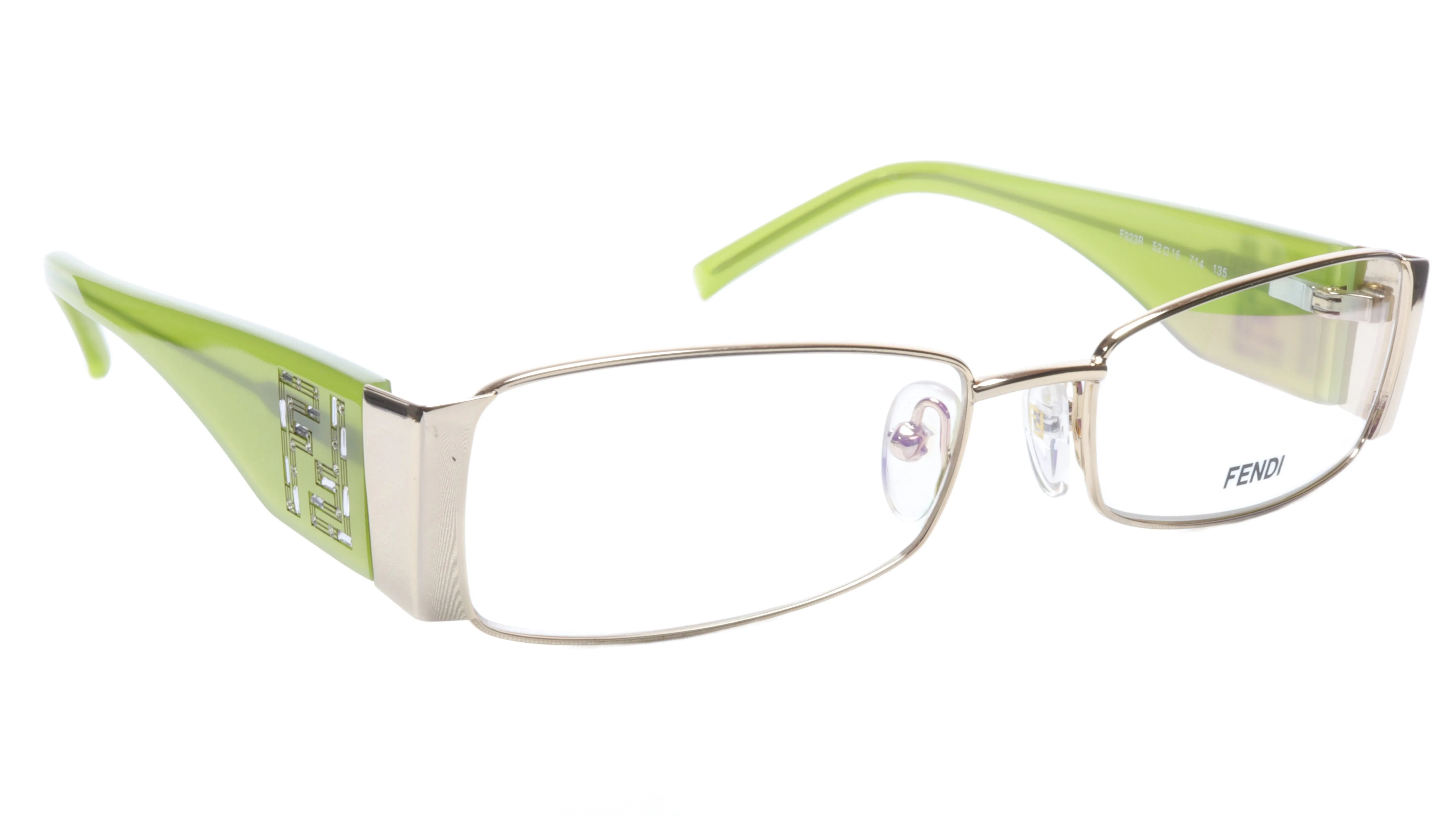 FENDI Eyewear with a Rectangular Shape in Light Green and Silver Beauty