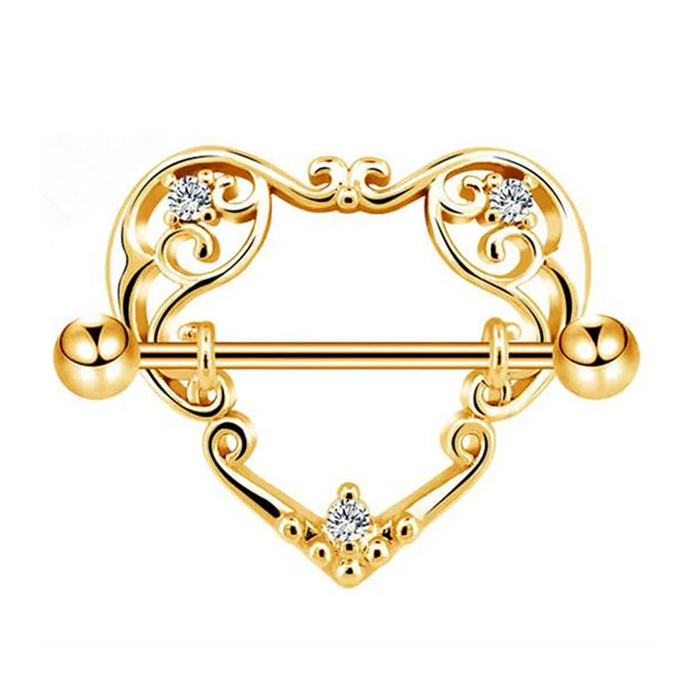 Filigree Heart Shape Diamond Nipple Shield Ring