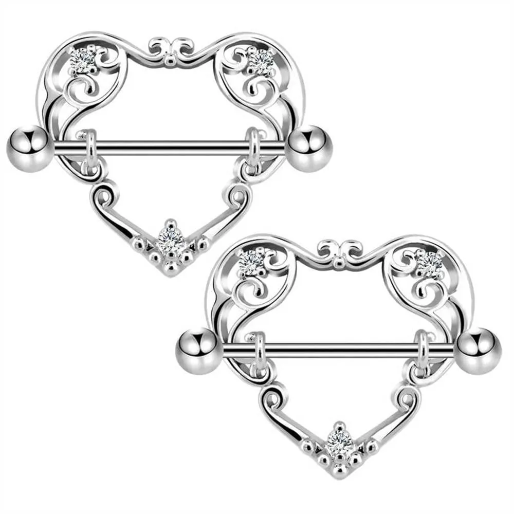 Filigree Heart Shape Diamond Nipple Shield Ring