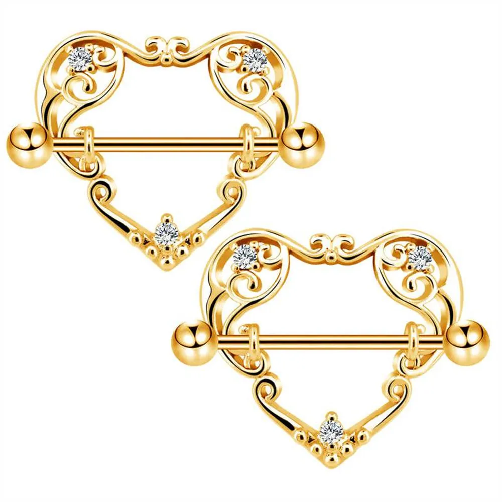 Filigree Heart Shape Diamond Nipple Shield Ring