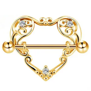 Filigree Heart Shape Diamond Nipple Shield Ring