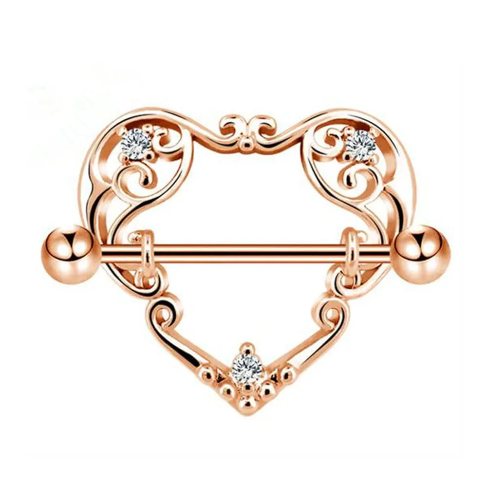 Filigree Heart Shape Diamond Nipple Shield Ring