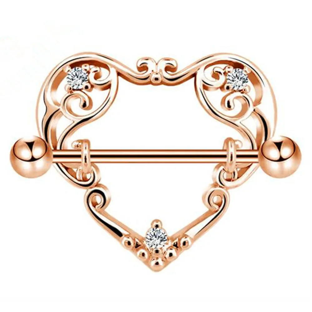 Filigree Heart Shape Diamond Nipple Shield Ring