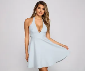 Flirty And Flowy Charming Halter Skater Dress