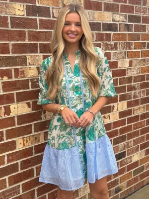 Floral Flounce Dress (Cream)
