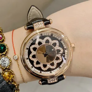 Flower Pattern Rotatable Dial Women's Watch