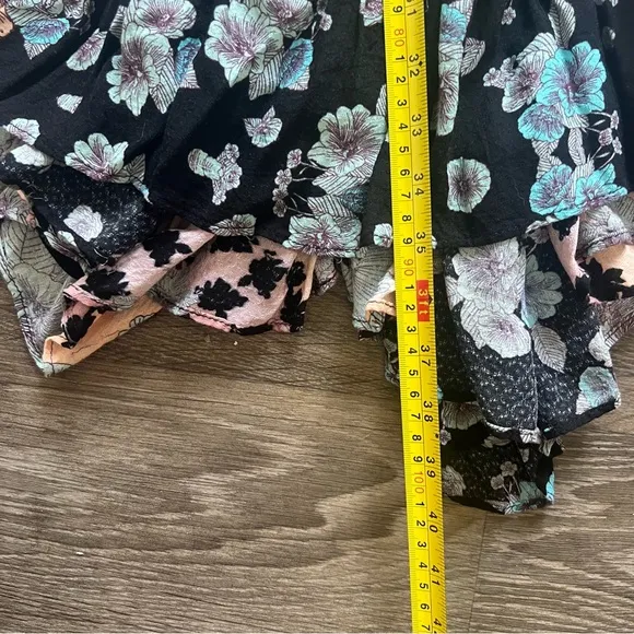 Free People Black Floral Combo Summer Storm Slip Dress Women's size Medium